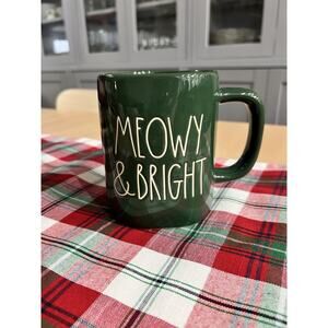 Rae Dunn Meowy And Bright Green Coffee Mug Tea Cup New Condition